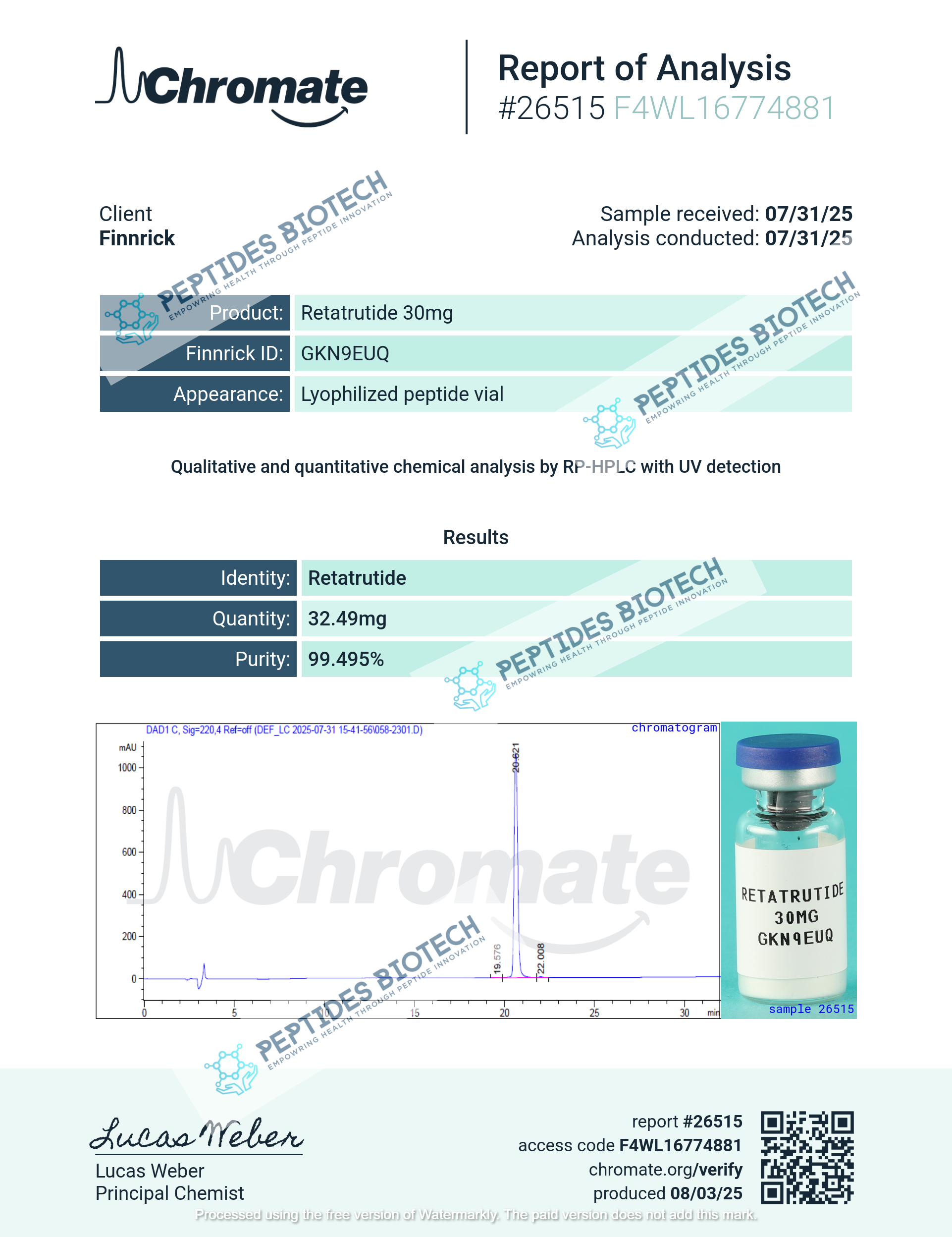 GLP-3 Reta - 5 MG / Single - Peptides BioTech